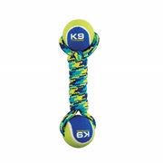 K9 Fitness by Zeus Double Tennis Ball Rope Dumbbell  with Tennis Ball - Medium - 6.35 cm (9 in)