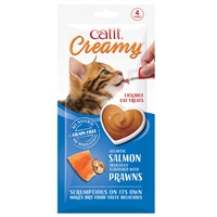 Catit Creamy Lickable Cat Treat - Salmon & Prawns Flavour - 4 Pack