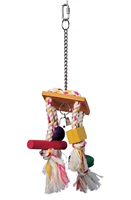 Living World Junglewood Bird Toy - Rope Chime with Bell, Cylinder, Block and Bead with Hanging Clip