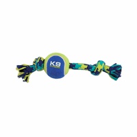 K9 Fitness by Zeus Knotted Rope Bone with Tennis Ball - Small - 22.86 cm (9 in) 